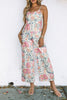 White Floral Spaghetti Straps Wide Leg Jumpsuit
