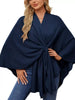 Solid Color Tie-Front Knit Cape Top by Wild and Free Boutique