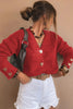 Fiery Red Heart Metal Button V Neck Cardigan Sweater by Wild and Free Boutique