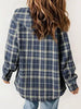 Plaid Snap Down Plush Hooded Jacket Soft & Warm Women Outerwear Cozy And Comfortable Jacket by Stevvex