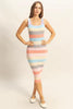 Contrast Striped Scoop Neck Wide Strap Knit Midi Dress For Women –Chic and Comfortable Knit Dress with Timeless Stripes by Stevvex