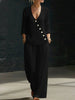 Women’s V-Neck Cross-Over Shirt and Wide-Leg Pants Set by FitiqueFit