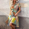 Boho Floral Midi Dress for Women – V-Neck Short Sleeve Summer Casual Dress by FitiqueFit