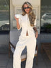 Women's Half-High-Neck Ribbed Knit Cardigan & Button-Front Trousers Set by FitiqueFit
