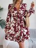 Feminine Lilac Ruffled Printed Long Sleeve Dress Summer Cute Midi Dress by Stevvex