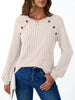 Ribbed Knit Decor Button Long Sleeve T-Shirt by Simply Love