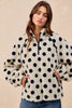 BiBi Polka Dot Sherpa Half Zip Up Top with Side Pocket by FitiqueFit