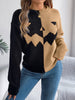 Women’s Spooky Pumpkin Contrast Long-Sleeve Pullover Sweater by FitiqueFit