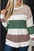 Brown Mixed Texture Knit Striped Colorblock Loose Sweater by Wild and Free Boutique