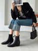Women’s Retro Square-Toe Mid-Heel Chunky Leather Boots by FitiqueFit