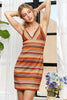 New Summer Contrast Striped V-Neck Mini Dress For Women – Trendy, Bold, Eye-Catching, Boho, Modern Chic & Fashionable by Stevvex