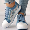 Floral Embroidered Polka Dot Print Sneakers — Women’s Casual Canvas Shoes by FitiqueFit