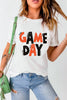White GAME DAY Funny Letter Printed Casual Tee by Wild and Free Boutique