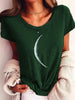 Wide Collar Printed T-Shirt – Casual Short Sleeve Top for Women by FitiqueFit