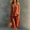 Women's Sleeveless Buttoned Vest & Shorts Two-Piece Set by FitiqueFit