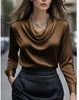 Women’s Elegant Boat Neck Long Sleeve Minimalist Top by FitiqueFit