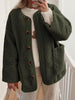 Modern Cozy Women Luxuriously Cozy Contrast Button Up Sherpa Jacket with Pockets For Fall & Winter by Stevvex