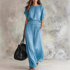 Women's Chiffon High-Waist Ruched Maxi Dress by FitiqueFit