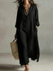 Women's Casual Long-Sleeve Linen Shirt Dress – Relaxed Fit by FitiqueFit