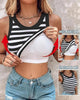 Women's Slim Striped Vest with Bralette – Chic Sleeveless Tank Top by FitiqueFit
