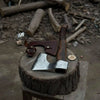 Hand Forged Carbon Steel Viking Axe with Carved Ash Wood Handle and Leather Grip by JW SteelCrafts