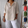 Women's V-Neck Long-Sleeve Button Top – Loose Fit Casual Blouse by FitiqueFit