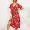 V-Neck Floral Print A-Line Satin Maxi Dress | 8 Colors by FitiqueFit