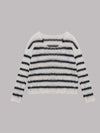 Striped Boat Neck Drop Shoulder Sweater