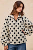 BiBi Polka Dot Sherpa Half Zip Up Top with Side Pocket by FitiqueFit