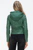 Women Classic Snobbish Faux Leather Zip-Up Drawstring Hooded Jacket Edgy & Casual PU Leather Jacket For Streetwear by Stevvex