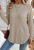 Jet Stream Ribbed Texture Round Neck Long Sleeve Rounded Hem Knit Top by Wild and Free Boutique