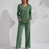 Women’s Ribbed Long Sleeve Top and Pants Loungewear Set by FitiqueFit