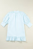 Blue Lightweight Ruffled Striped Mini Dress Chic Playful Dress for Women Charming Design Dress by Stevvex