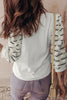 White Button Placket 3/4 Striped Sleeve Patchwork Rib Knit Top by Wild and Free Boutique