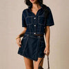 Women's Loose Denim Shirt-Dress & Pants Two-Piece Set – Cotton by FitiqueFit