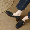 Women's Retro British Style Chunky Heel Leather Shoes – Round Toe Commuter by FitiqueFit
