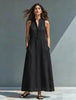 Women's Stand-Collar A-Line Maxi Dress – Resort & Vacation Style by FitiqueFit