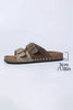 Coffee Two-tone Retro Buckle Straps Hollowed Faux Suede Slippers by Wild and Free Boutique