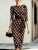 Women's Retro Polka-Dot Bodycon Midi Dress – Belted Cross-Tie by FitiqueFit