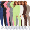 👚 Women's Solid Color Round Neck Pullover Sweatshirt & Pants Set by FitiqueFit
