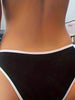 Bikini Scoop Neck Contrast Trim 2 Piece Swimsuit for Women – High Stretch Casual Bikini Set with Scallop Edge Detail and Matching Swim Briefs – Stylish Solid Color Swimwear for Beach Days Pool Lounging and Summer Vacations by Stevvex