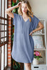 Full Size Ribbed Short Sleeve Hooded Dress – Casual Ribbed Hooded Dress, Stylish Short Sleeve Dress, Comfortable Ribbed Dress, Trendy Hooded Dress, Fashionable Ribbed Dress, Easy Fit Hooded Dress, Versatile Short Sleeve Dress by Stevvex