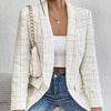 Ladies' Solid Color Linen Fake Pocket Design Fashionable Suit Jacket by FitiqueFit