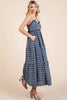 Geometric Embroidered Smocked Tie Shoulder Midi Dress For Women – Fluttering, Trendy and Chic Embroidered Midi Dress with Tie Shoulders by Stevvex