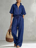 Women's Zip-Up Crew-Neck Top & Wide-Leg Pants Set by FitiqueFit