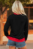 White GAME DAY Letter Graphic Varsity Striped Detail Baggy Sweatshirt by Wild and Free Boutique
