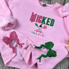 Wicked Embroidered Sweatshirt – KMH Defy Gravity Applique Glinda Good Witch | Wizard of Oz Halloween Gift for Her by Dog Mom Hat