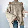Women’s Elegant Off-Shoulder Turtleneck Sweater — Long Sleeve Knit Top by FitiqueFit