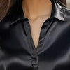 Women’s V‑Neck Business Casual Blouse – Relaxed Fit Long Sleeve Shirt by FitiqueFit