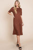 Round Neck Side Slit Midi Dress For Women – Chic Midi Dress, Stylish Round Neck Dress, Side Slit Dress, Versatile Midi Dress, Alluring Side Slit Dress, Elegant Dress for Any Occasion, Timeless Wardrobe Staple by Stevvex